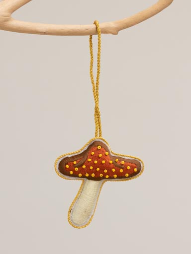 Hanging emboidered mushroom with sequins