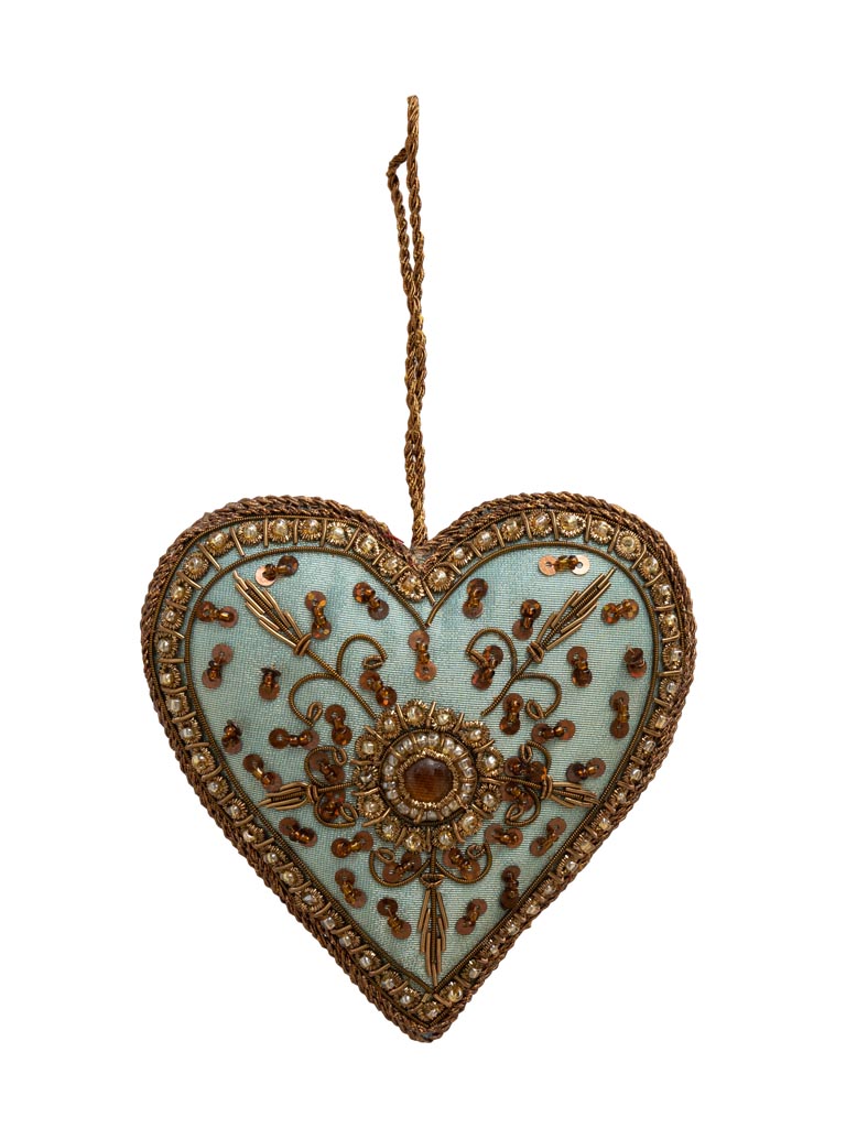 Embroidered hanging green heart - 2