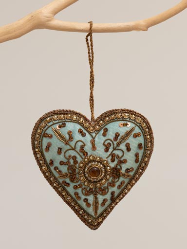 Embroidered hanging green heart