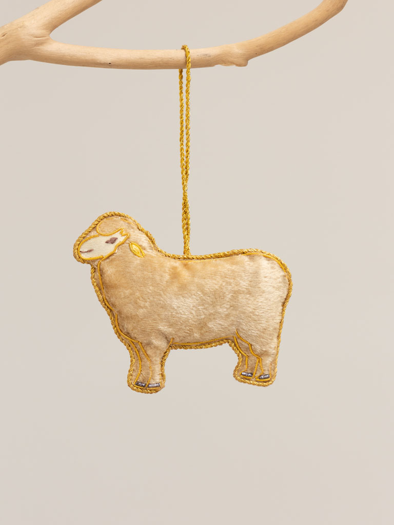 Hanging embroidered sheep - 1