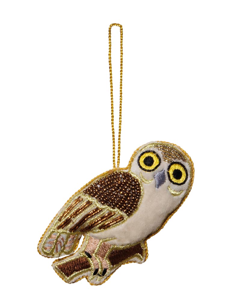 Suspension brodée main Hibou - 2