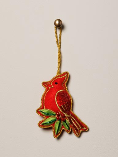 Suspension brodée main Cardinal