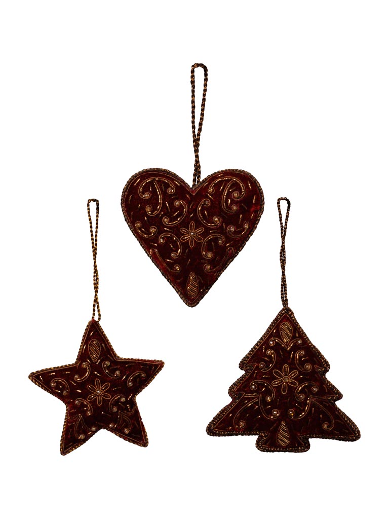 S/3 suspensions brodées main Xmas - 2