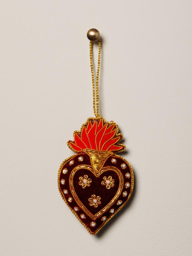 Hanging hand embroidered Flame - 1