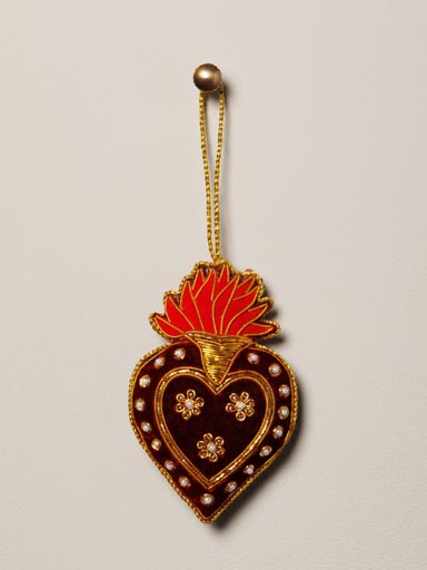 Hanging hand embroidered Flame