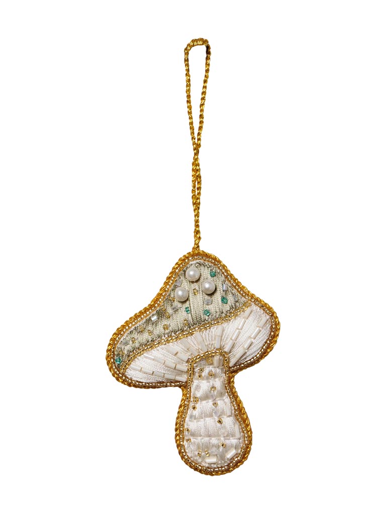 Hanging hand embroidered Mushroom - 2