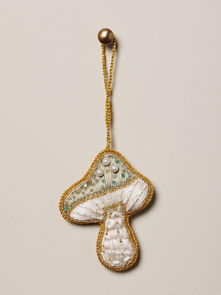 Hanging hand embroidered Mushroom - 1