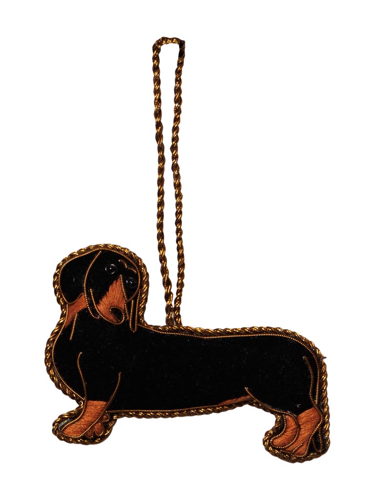 Hanging hand embroidered Sausage Dog - 2