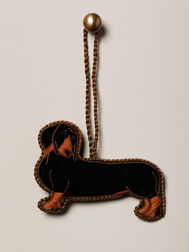 Hanging hand embroidered Sausage Dog - 3