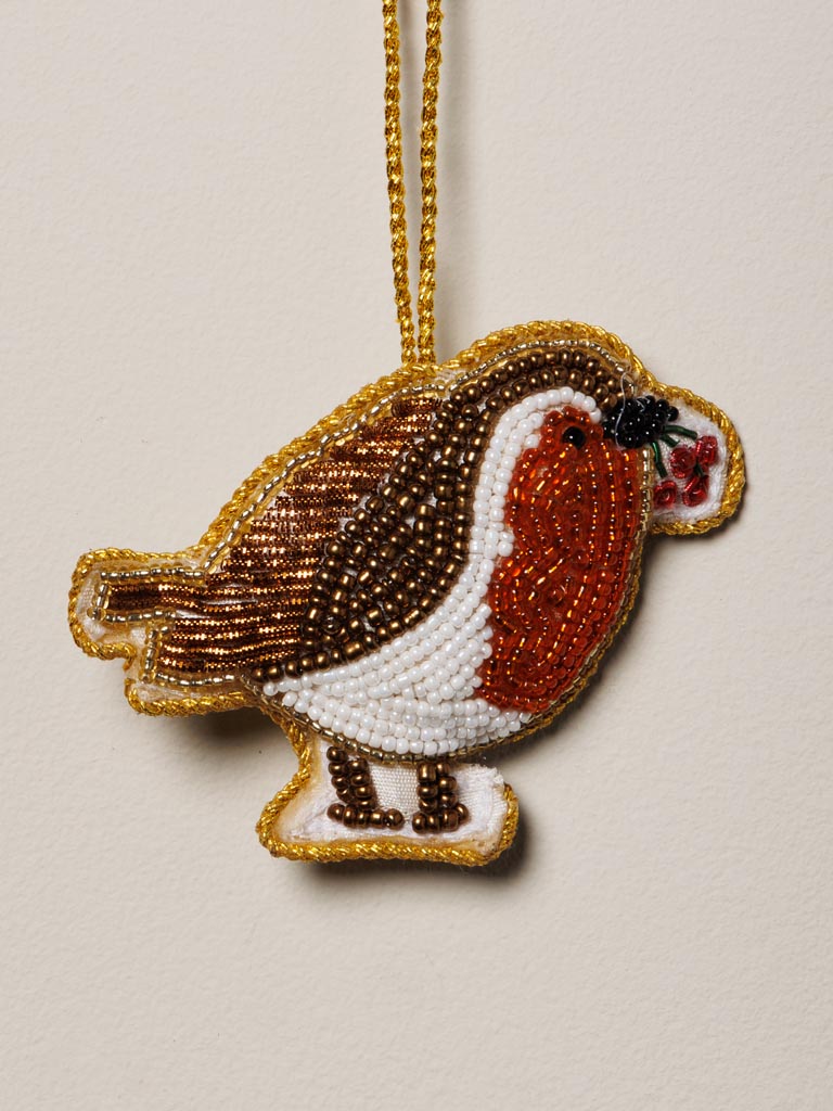 Hanging hand embroidered Robin - 3