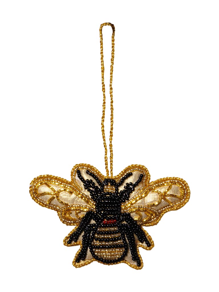Hanging hand embroidered Honey Bee - 2