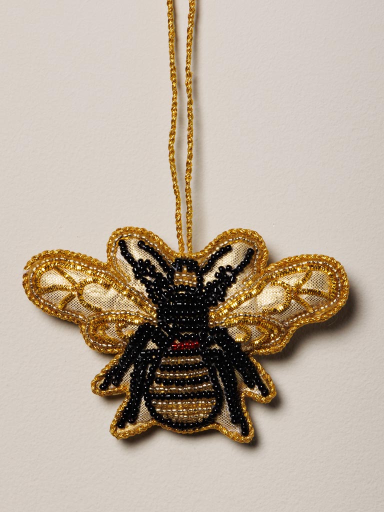 Hanging hand embroidered Honey Bee - 3