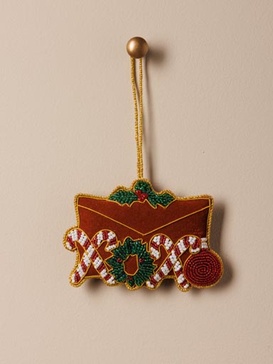 Suspension brodée lettre au père Noël