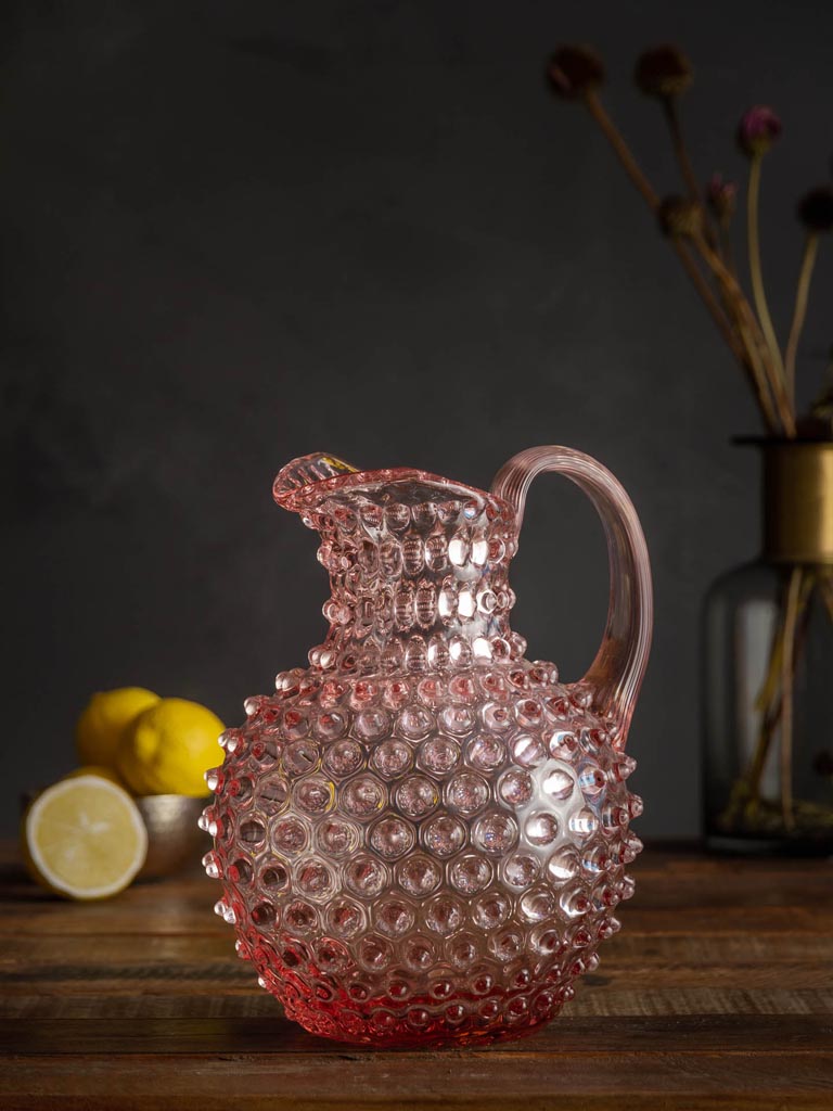 Sweet pink 2L hobnail pitcher - 1