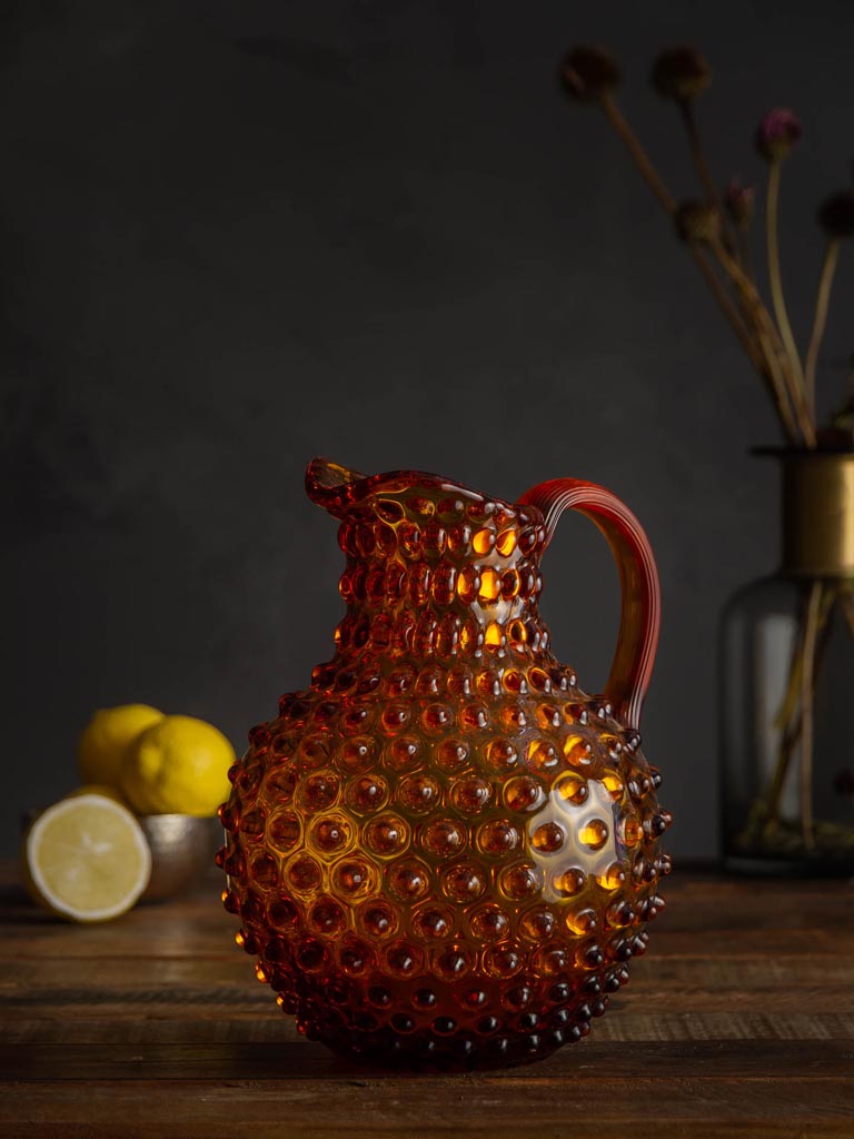 Amber hobnail pitcher 2L - 1