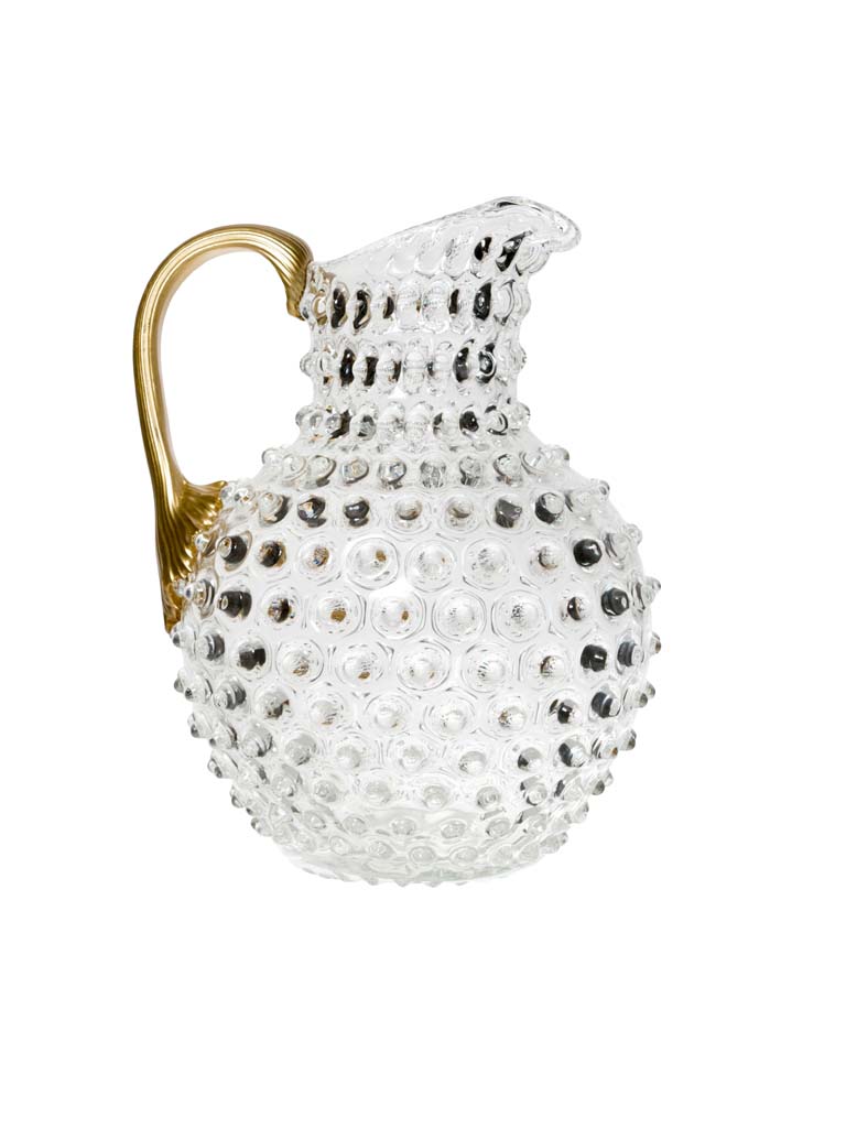 Clear hobnail picther 2L with golden handle - 2