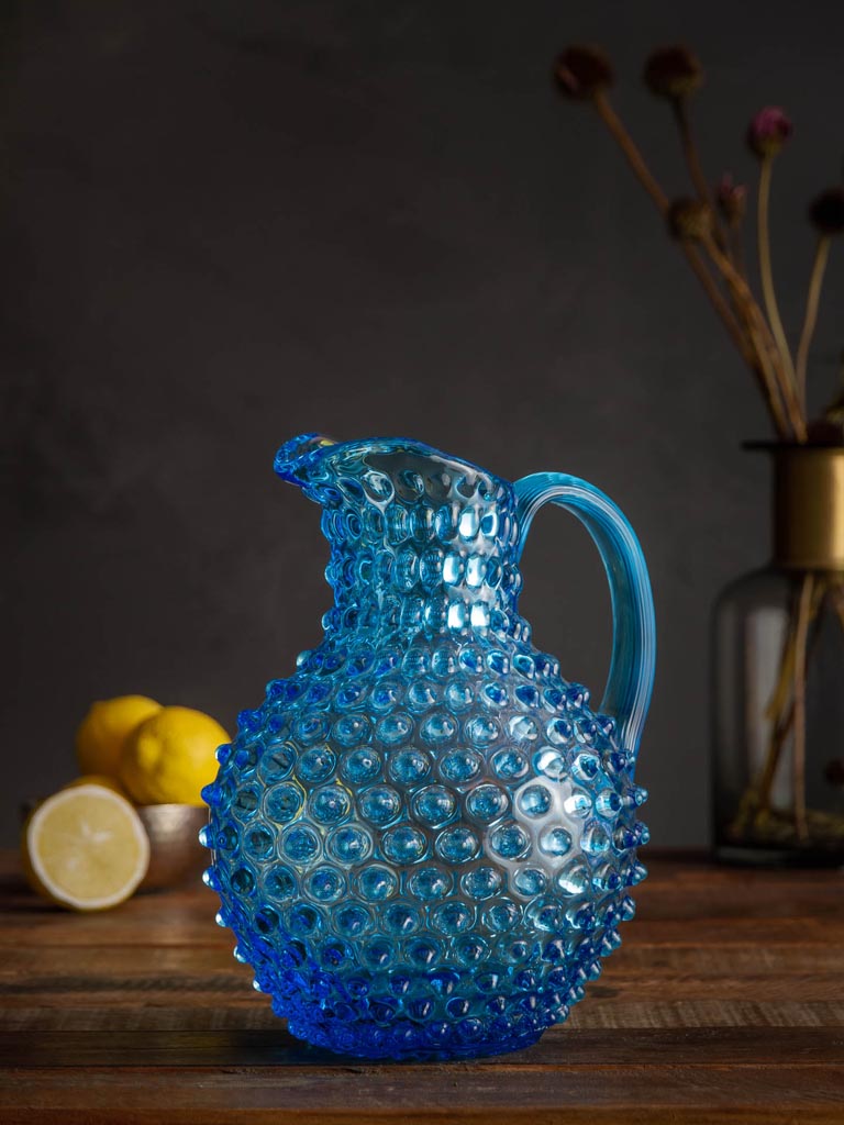 Turquoise 2L hobnail pitcher - 1