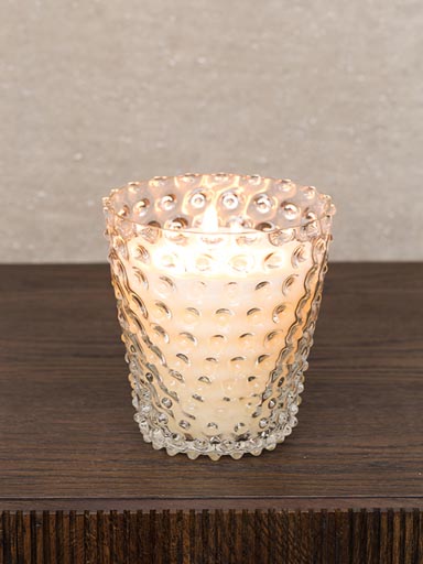 Clear glass candle.