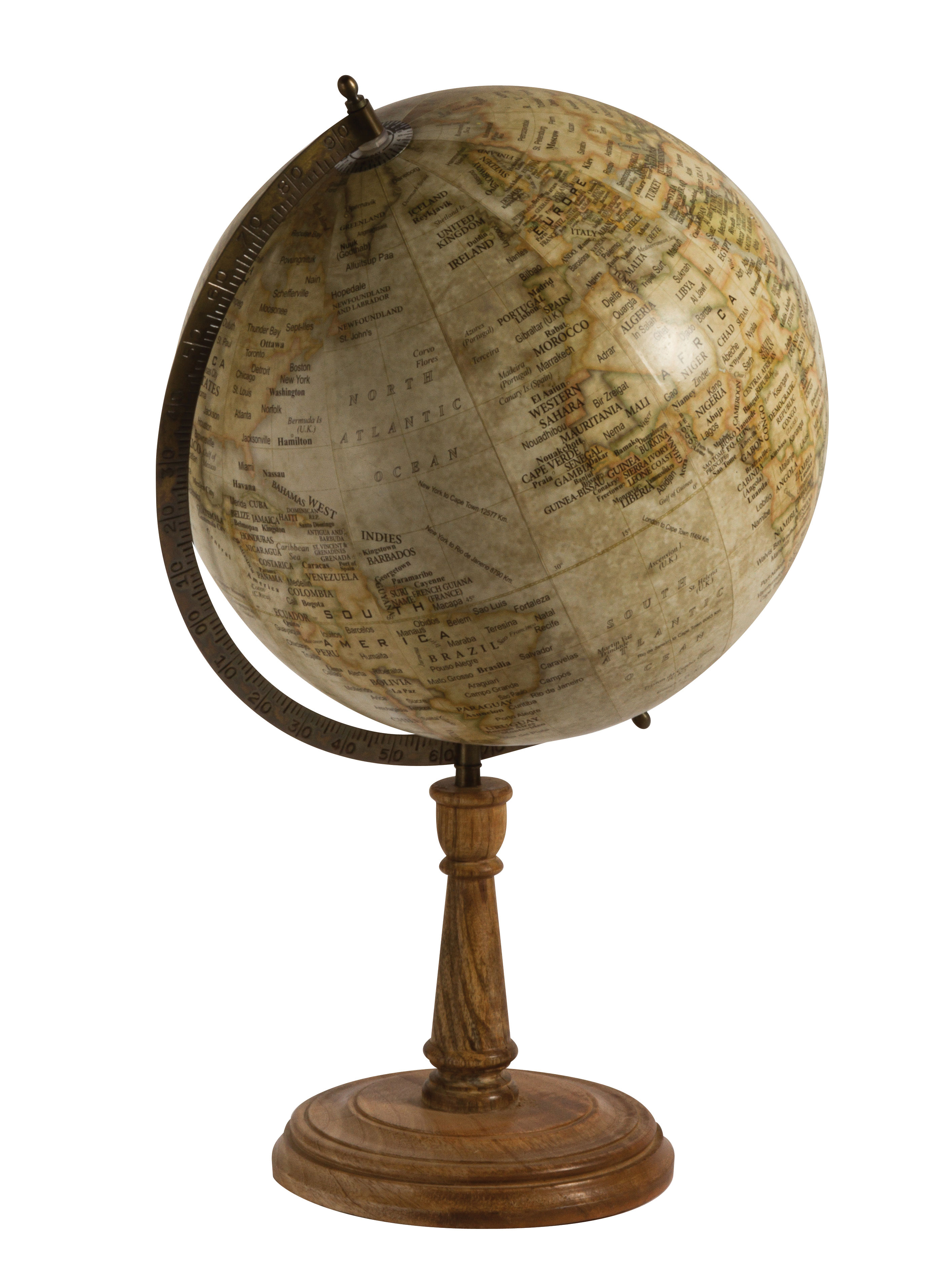 Beige globe on natural wooden base - 2