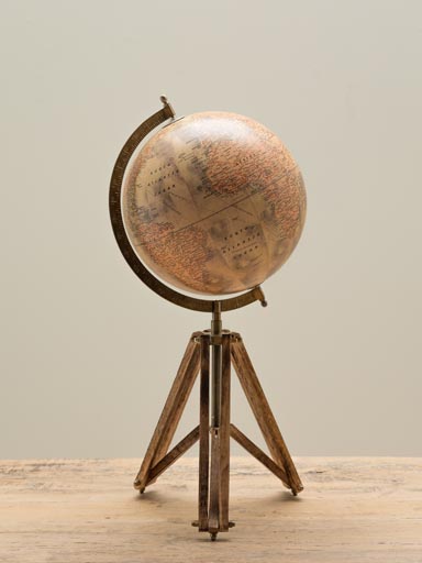 Vintage globe on tripod stand 10"
