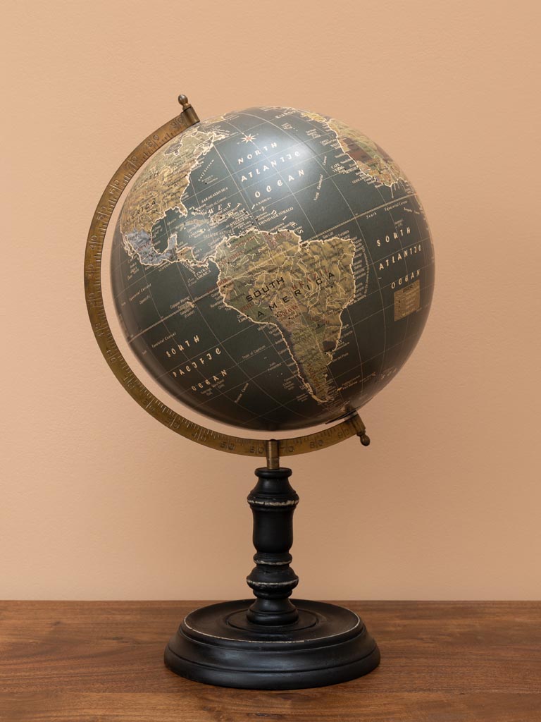 Dark vintage globe on stand 12'' - 3