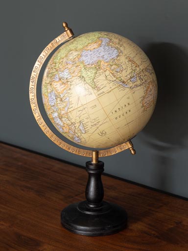 Mappemonde crème 20cm base noire