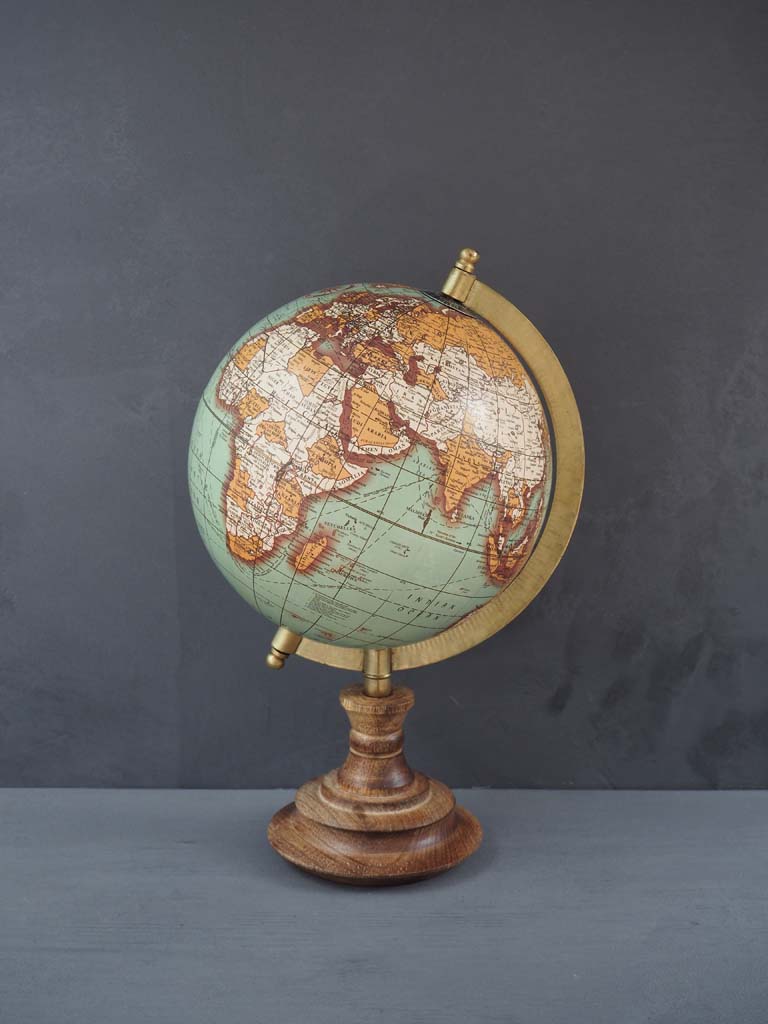 Mappemonde vintage base bois - 1