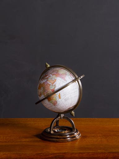 Globe with compass aluminium arc brass patina