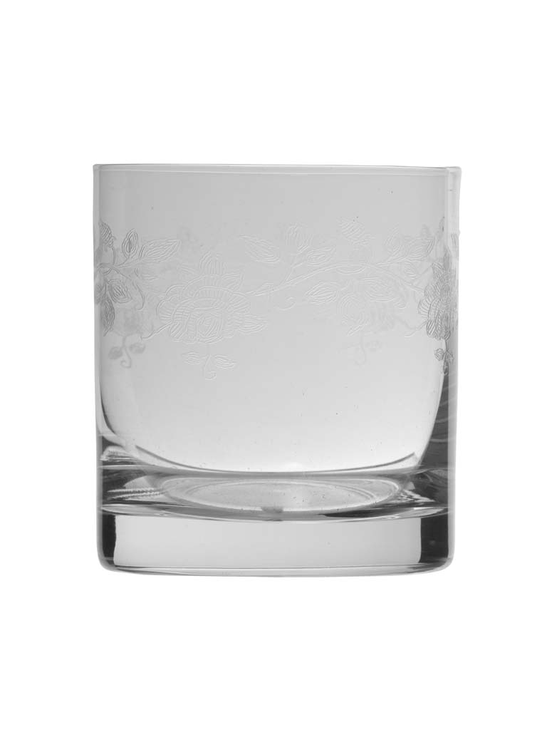 Whisky glass with carved Roses - 2