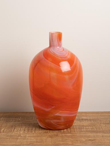Vase en verre orange Tie Dye (variation couleur)