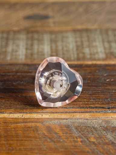 Bouton de porte coeur diamant rose