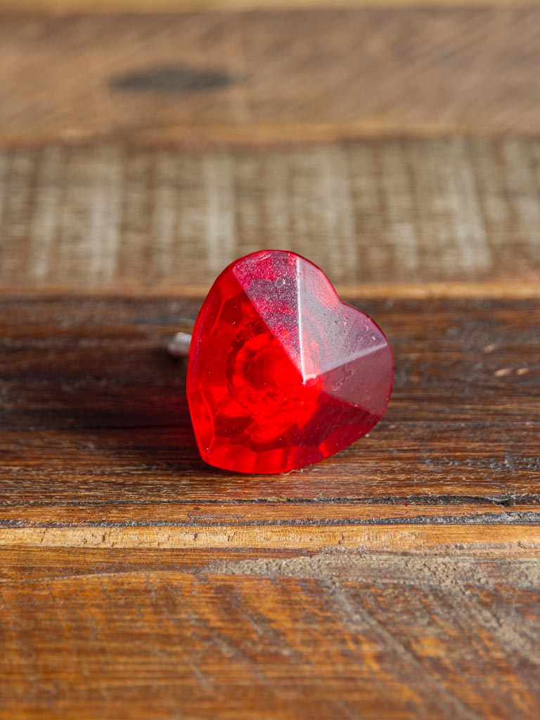 Bouton de porte coeur diamant rouge - 1