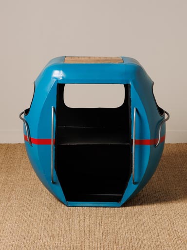 Blue cable car bedside table