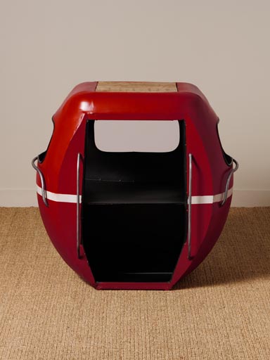 Red cable car bedside table