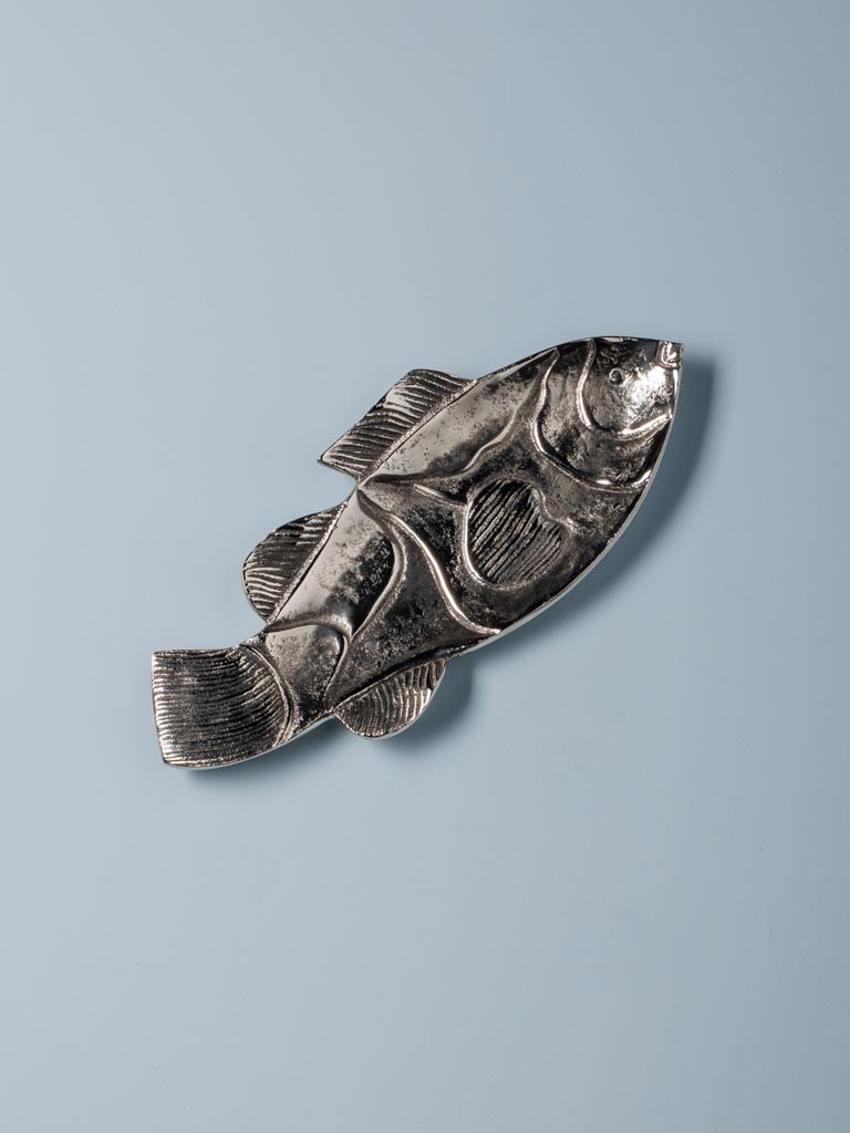 Fish trinket tray silver metal - 1