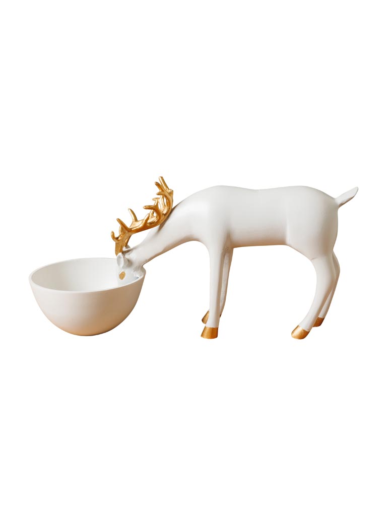 Trinket tray white deer golden horns - 2