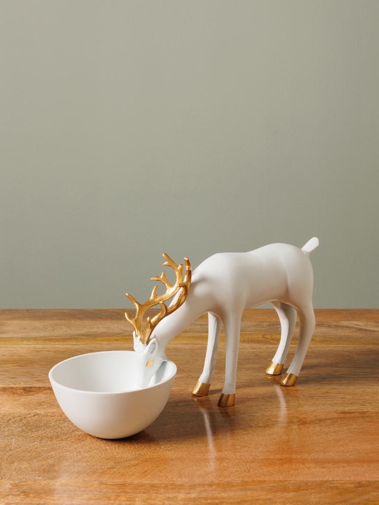 Trinket tray white deer golden horns - 3