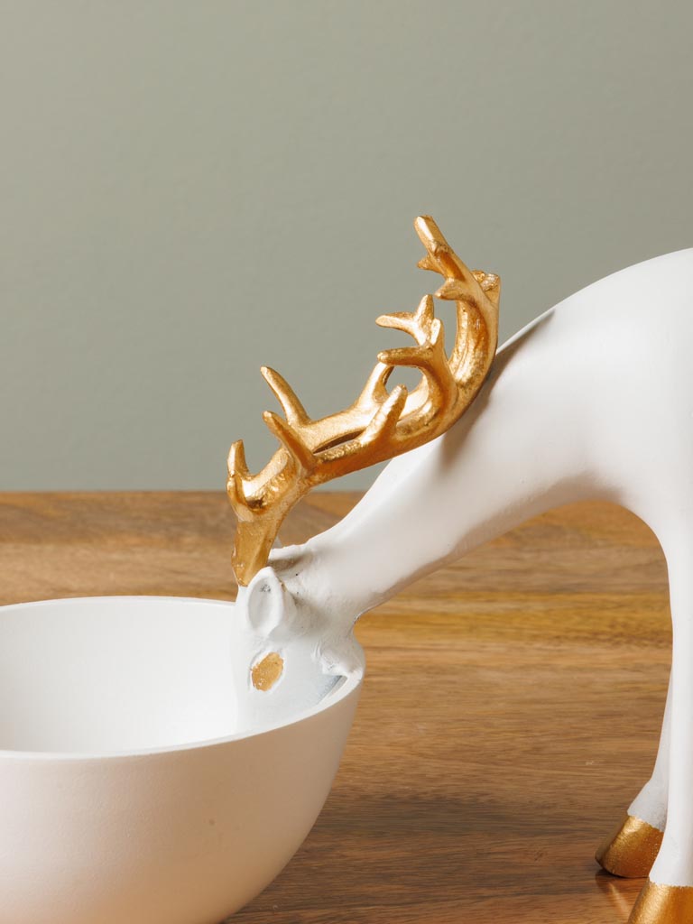 Trinket tray white deer golden horns - 4