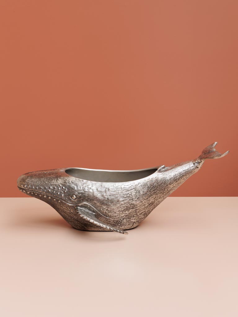 Large whale ice bucket silver metal - 3