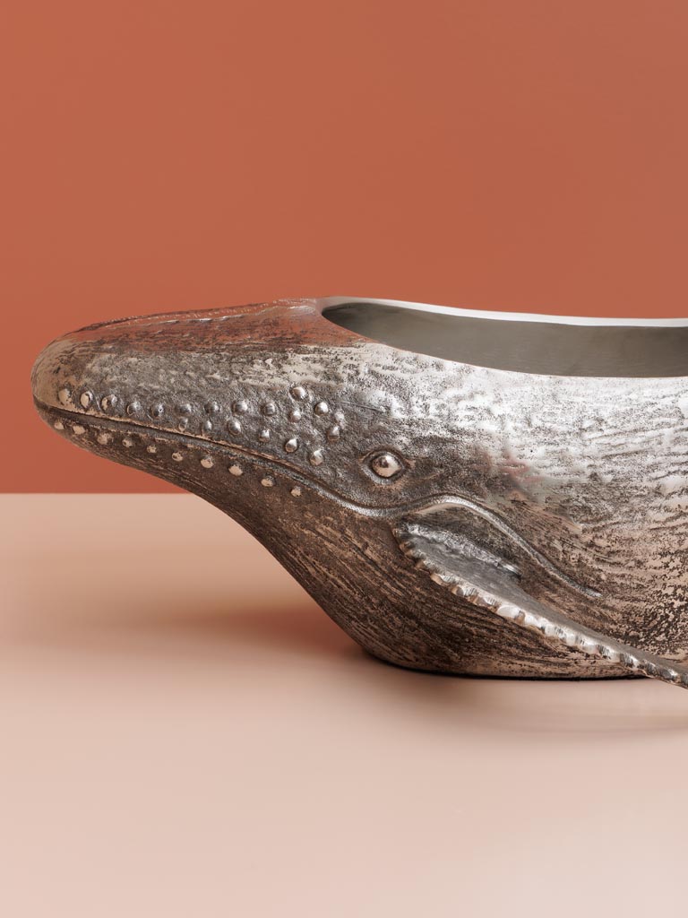 Large whale ice bucket silver metal - 5