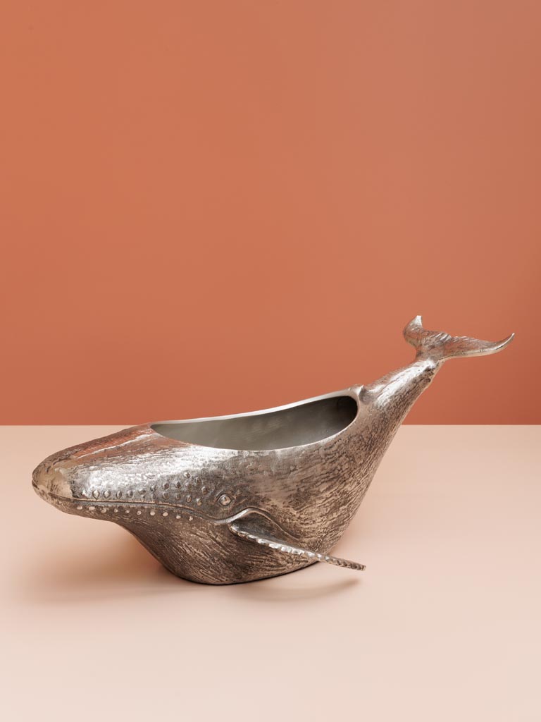 Large whale ice bucket silver metal - 4