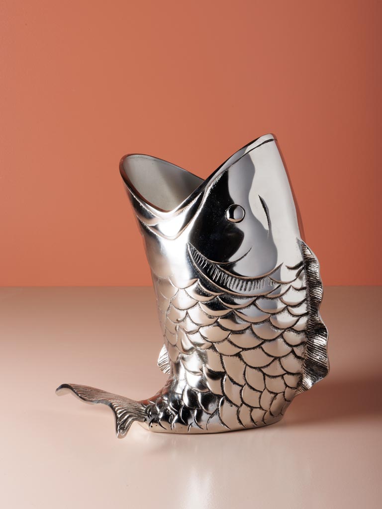 Fish ice bucket silver metal - 3