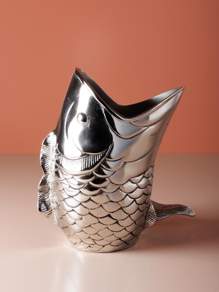 Fish ice bucket silver metal - 4