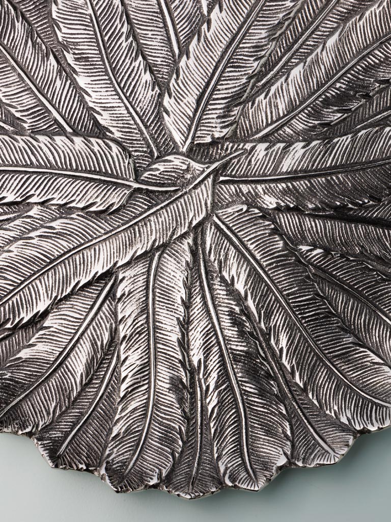 Large feather tray silver metal - 3