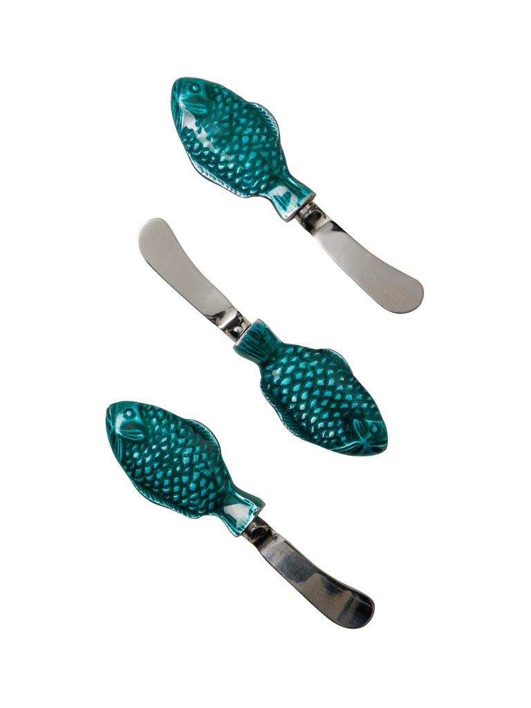 S/3 couteaux à beurre poisson vert - 2