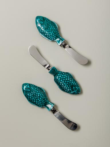 S/3 butter knives green Fish