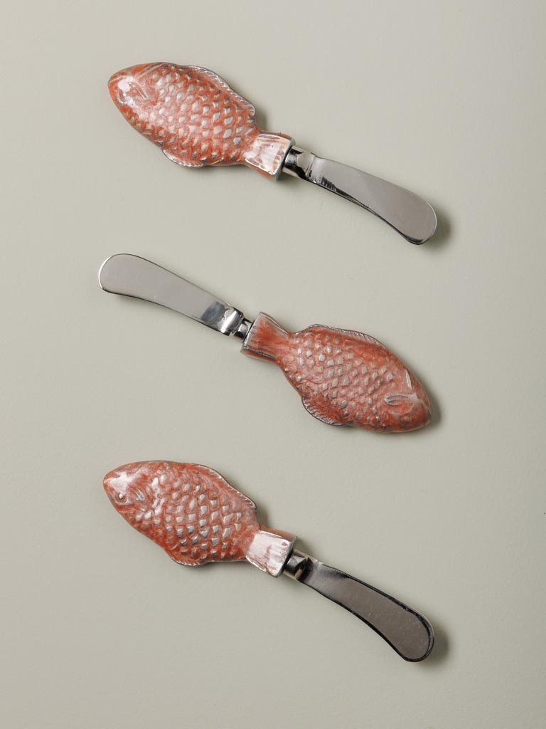 S/3 couteaux à beurre poisson rose - 1