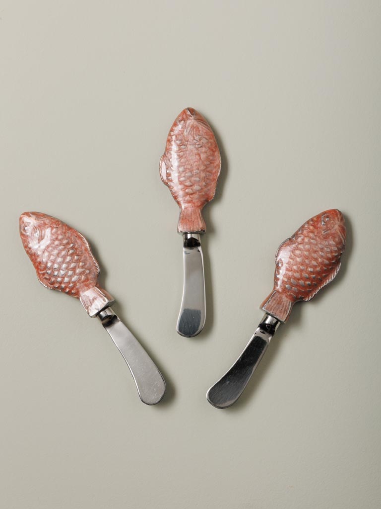 S/3 couteaux à beurre poisson rose - 4