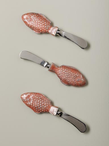 S/3 butter knives Pink Fish