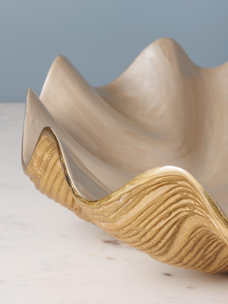 Large shell fruit bowl with beige enamel - 3